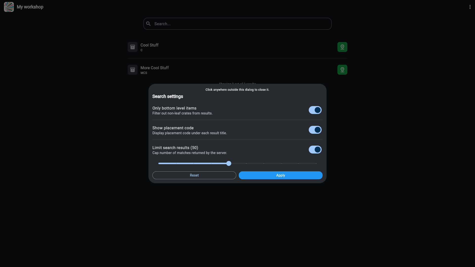 Search settings