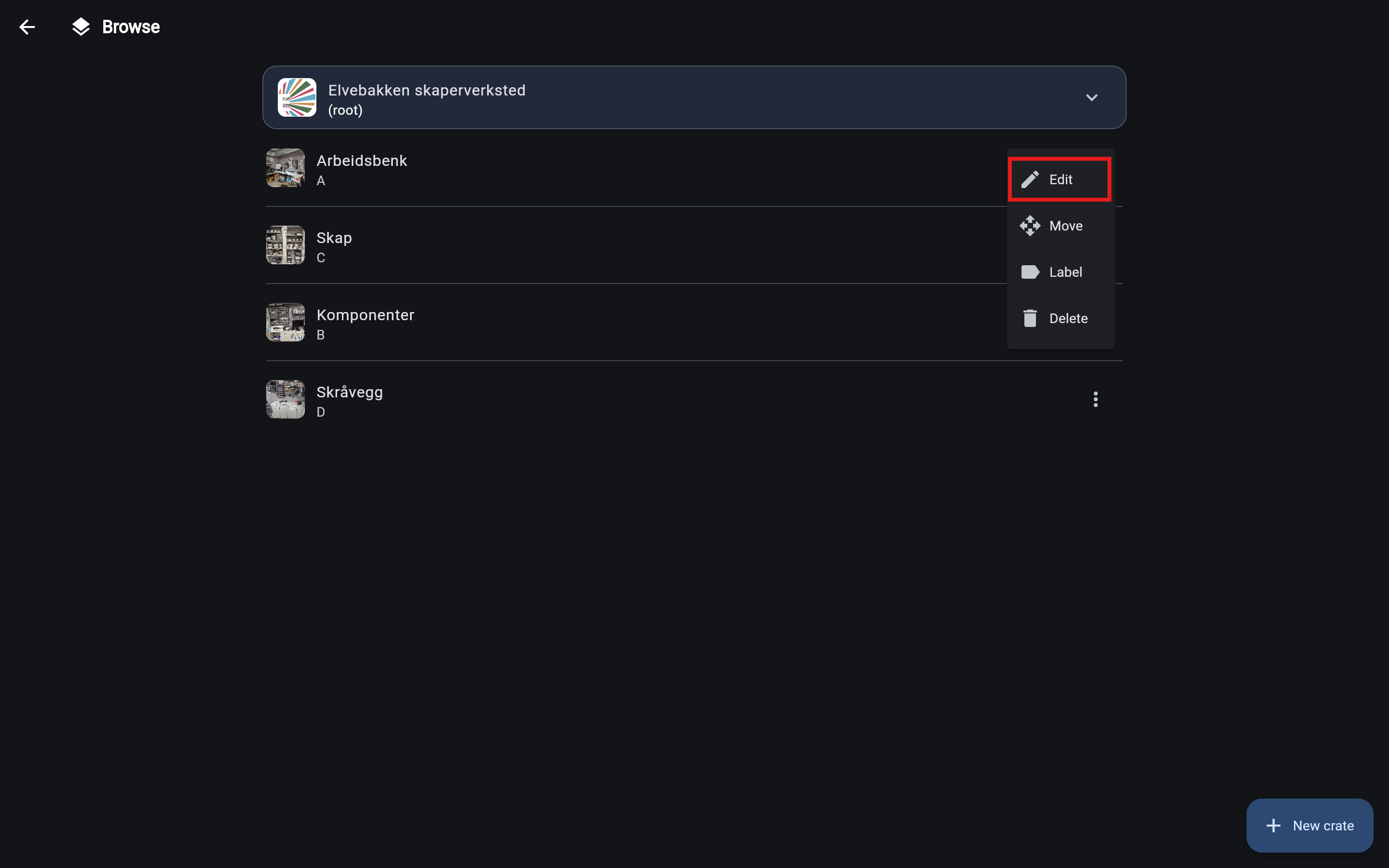 Crate edit button