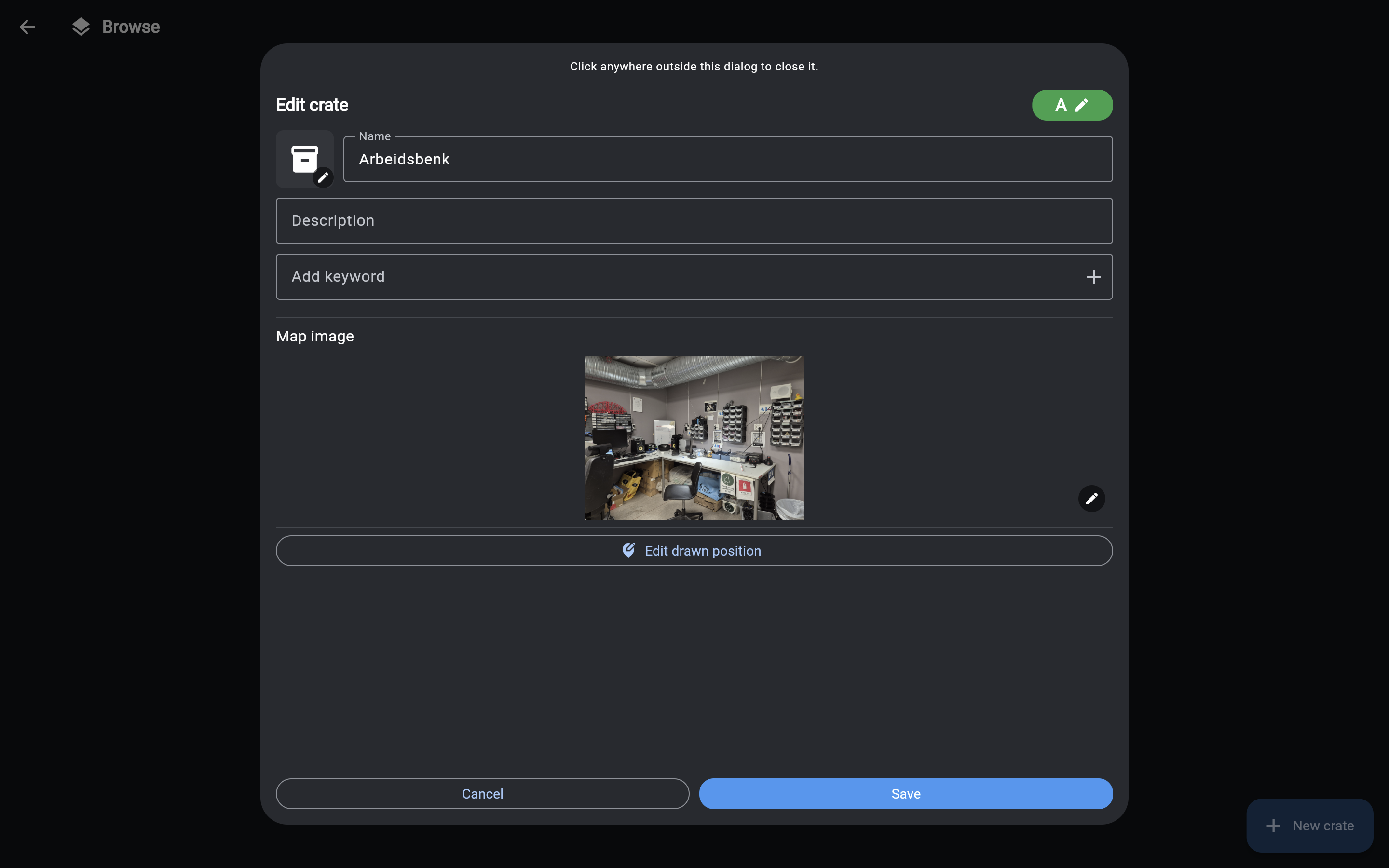 Browse view crate edit form