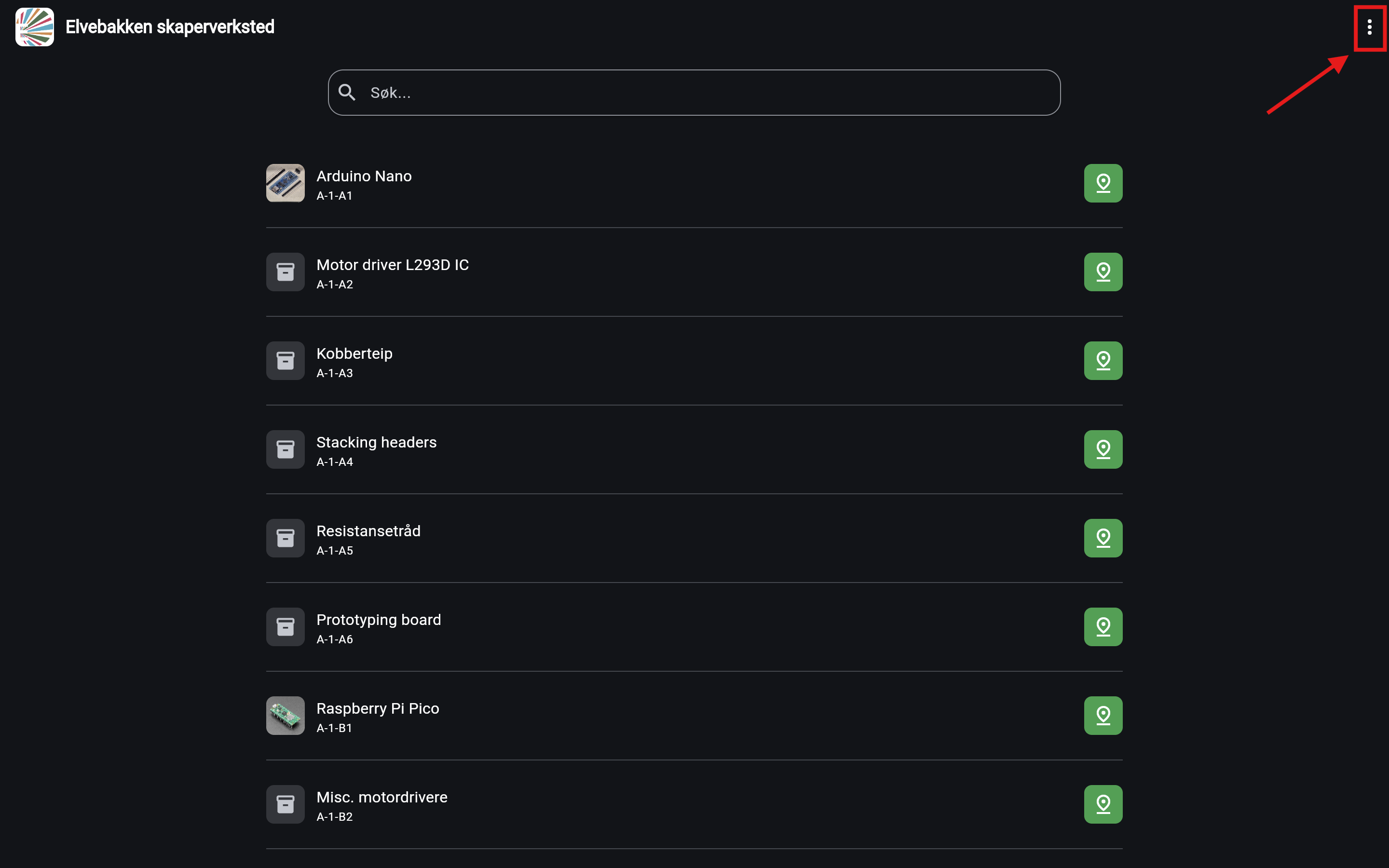 Dots menu
